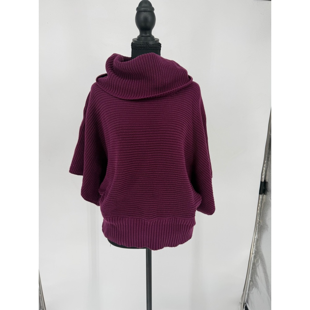 Crystal Kobe Cowl Neck Women Medium Purple Excellent Ribbed Dolman cotton